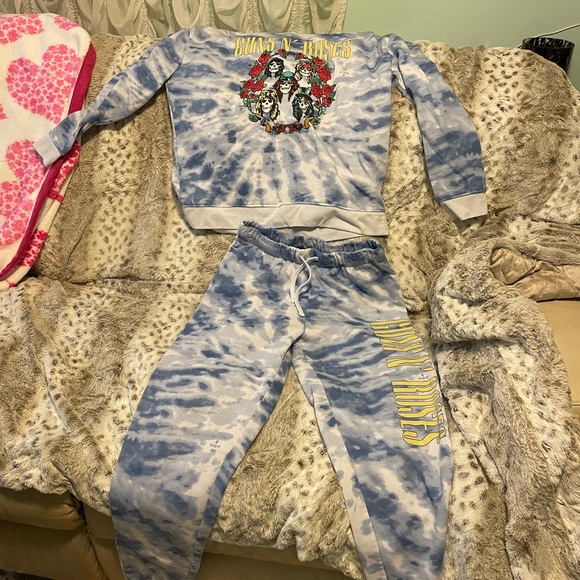 Guns N' Roses Pants - Blue Tie-Dye Joggers
